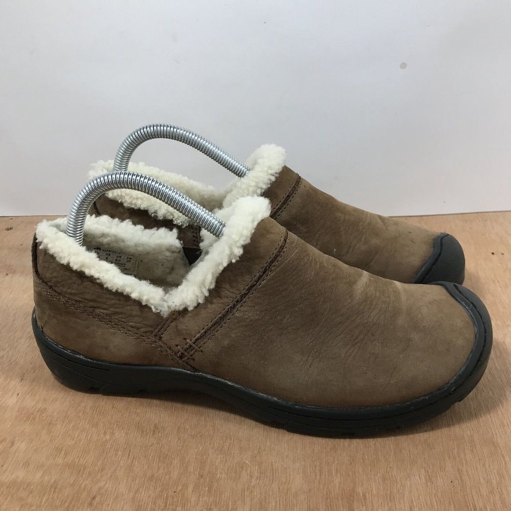 Women's Brown Shearling-Lined Slip-On Shoes